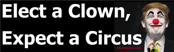 Elect a Clown, Expect a Circus - Anti-GOP Anti-Trump Laptop/Window/Bumper Sticker