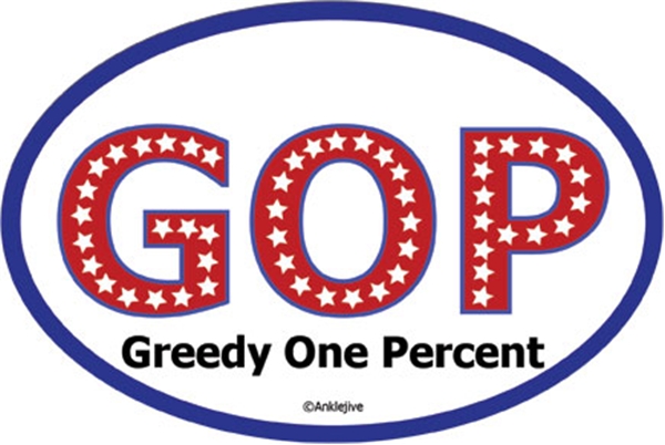 GOP - Greedy One Percent Liberal Progressive Laptop/Window/Bumper Sticker