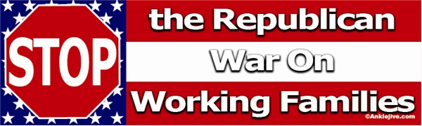 STOP the Republican War On Working Families - Liberal Progressive Laptop/Window/Bumper Sticker