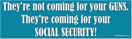 They're not coming for your GUNS. They're coming for your SOCIAL SECURITY! - Laptop/Window/Bumper Sticker